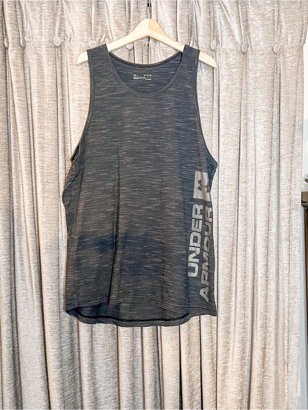 Under Armour Men’s Charcoal Gray Loose Fit Tank with Side Logo Size Extra Large